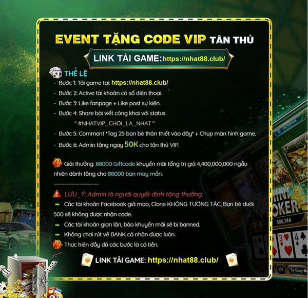 event tặng code vip