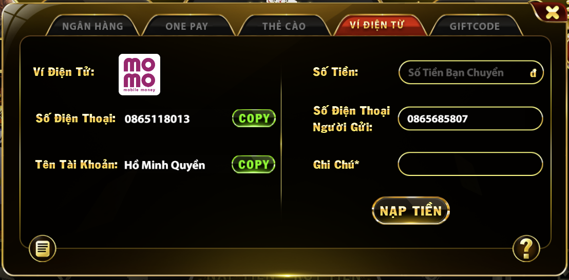 Nạp tiền tại top88