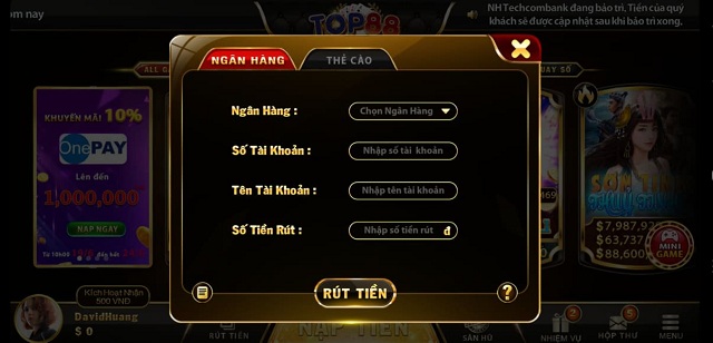 Rút tiền nhanh chóng tại top88