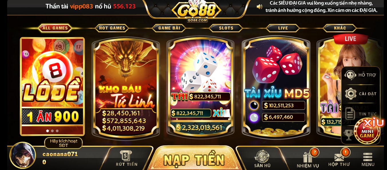 Trang chủ của Go88