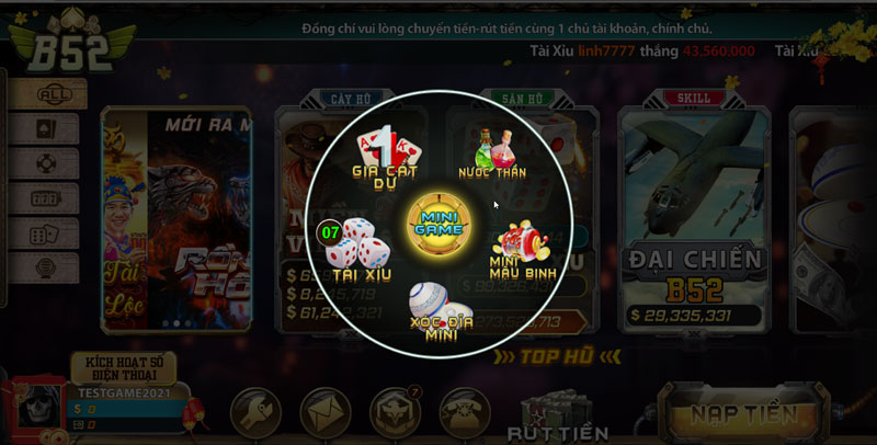 mini games tại b52 club