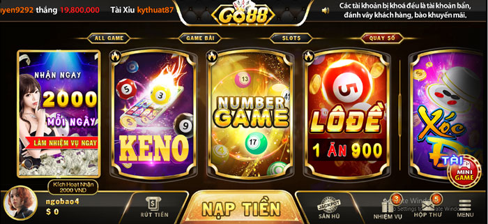 Giao diện Go88 đẹp mắt