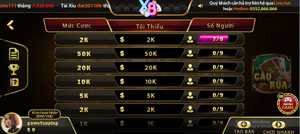 chơi game bài x8club