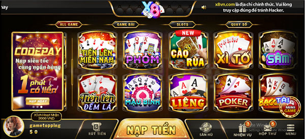 Kho game đa dạng tại x8club