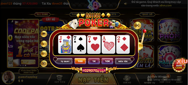 mini game poker của X8 Club