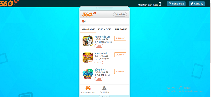 360game có nhiều giao diện phù hợp cho các thiết bị khác nhau