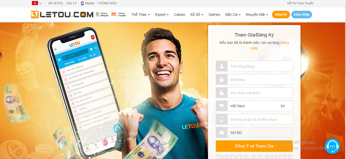 Đăng ký tài khoản Letou