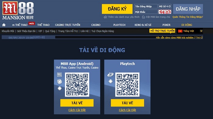 M88 tuyệt đỉnh cá cược đổi thưởng đã có ứng dụng dành cho mobile