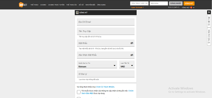 Cổng đăng ký tài khoản Sports998