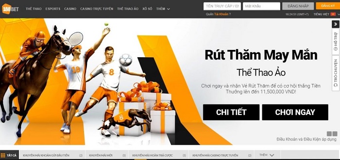 Tham gia 188BET - Cá cược đổi thưởng hấp dẫn rút tiền thưởng