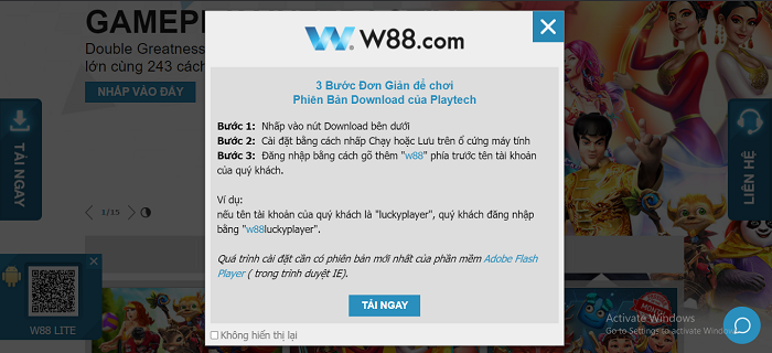 Hướng dẫn download W88 trên điện thoại
