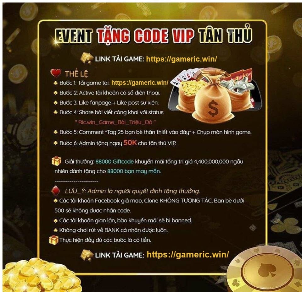 Hướng dẫn cách nhận giftcode Ricwin