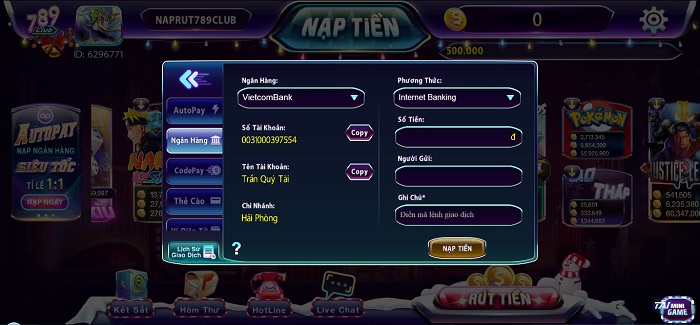 Hướng Dẫn Rút Nạp Tiền 789 Club