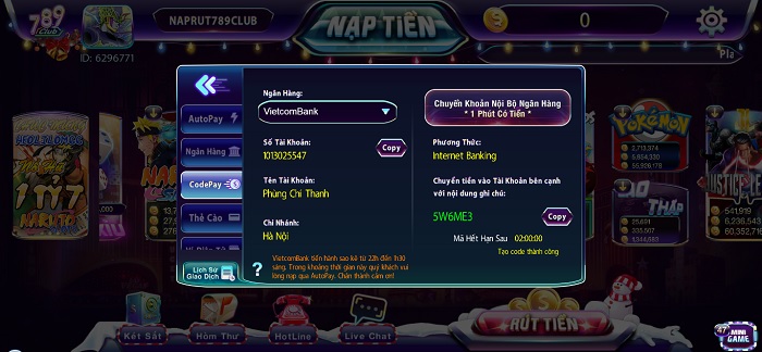 Hướng Dẫn Rút Nạp Tiền 789 Club