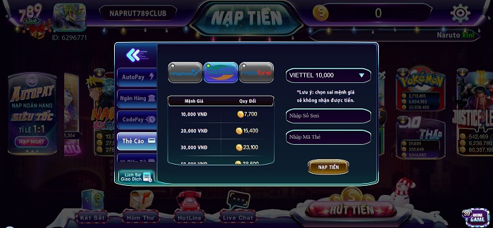 Hướng Dẫn Rút Nạp Tiền 789 Club