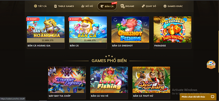 Các game giải trí đổi thưởng Oxbet
