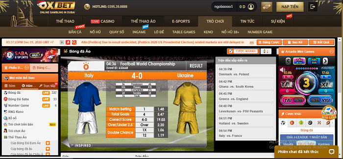 Game thể thao ảo Oxbet