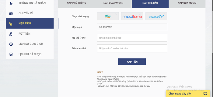 Các phương thức thanh toán tại Sky88