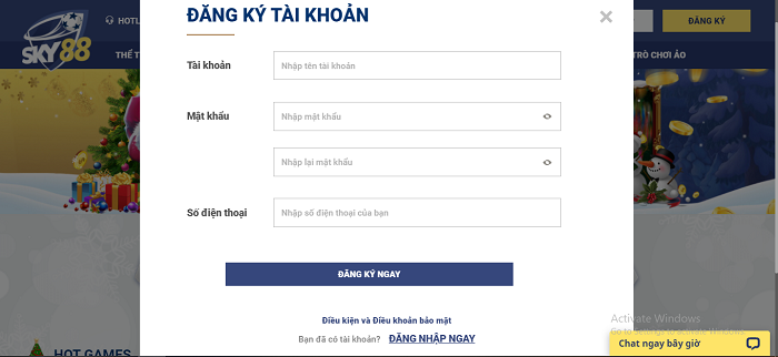 Cách đăng ký tài khoản Sky88