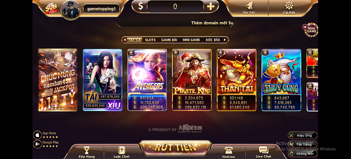 Hệ thống trò chơi tại Sunwin