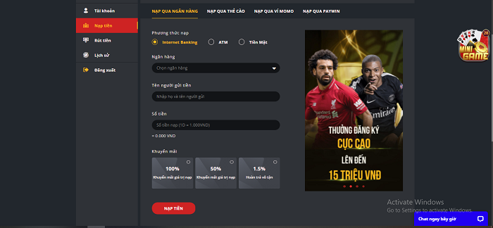 Các phương thức rút nạp tiền ở nhà cái Dabet