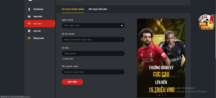 Rút tiền Dabet tức thì, chỉ mất 5-10 phút