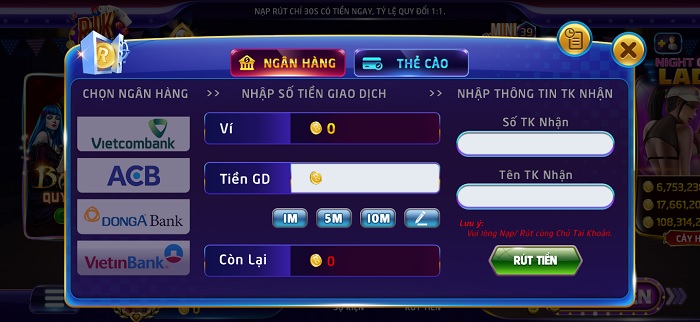 Hướng Dẫn Rút Nạp Tiền rikvip