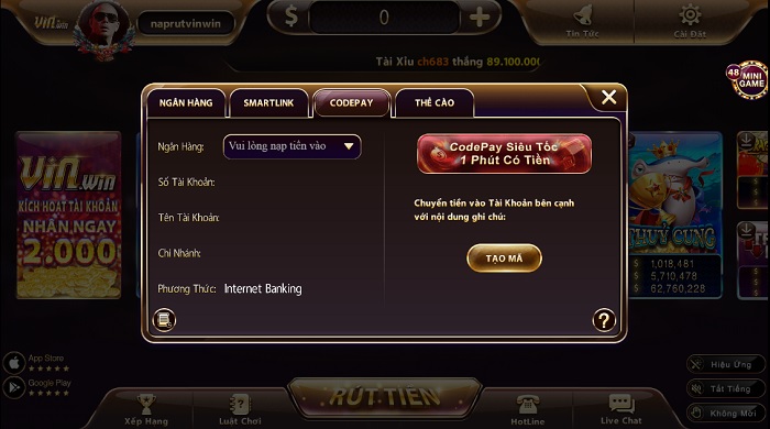 Hướng Dẫn Rút Nạp Tiền vinwin