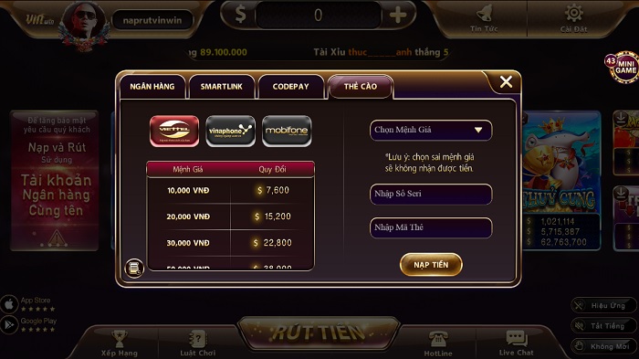 Hướng Dẫn Rút Nạp Tiền vinwin