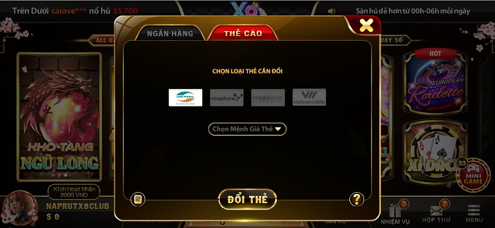 Hướng Dẫn Rút Nạp Tiền x8 club