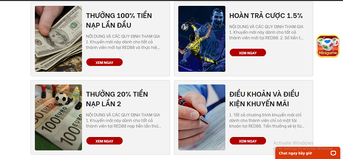 Các chương trình khuyến mãi đặc sắc, chỉ có tại Red88