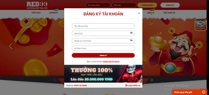 Hướng dẫn đăng ký tài khoản Red88 nhanh nhất