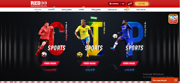 Nhà cái uy tín Red88 nổi tiếng với các bộ môn cá cược thể thao