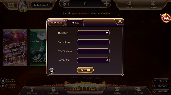 Hướng Dẫn Rút Nạp Tiền Macau Club