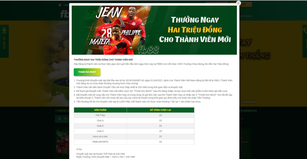 Thưởng ngay hai triệu đồng cho tân thủ f88