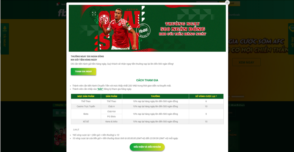 Thưởng ngay 500 ngàn đồng khi gửi tiền hằng ngày f88
