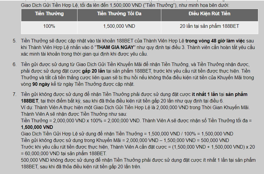 100% Thưởng Khoản Gửi Đầu Tiên 188BET