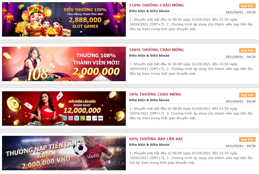 Mừng 150% Thưởng Tri Ân Người Chơi Cũ Vwin