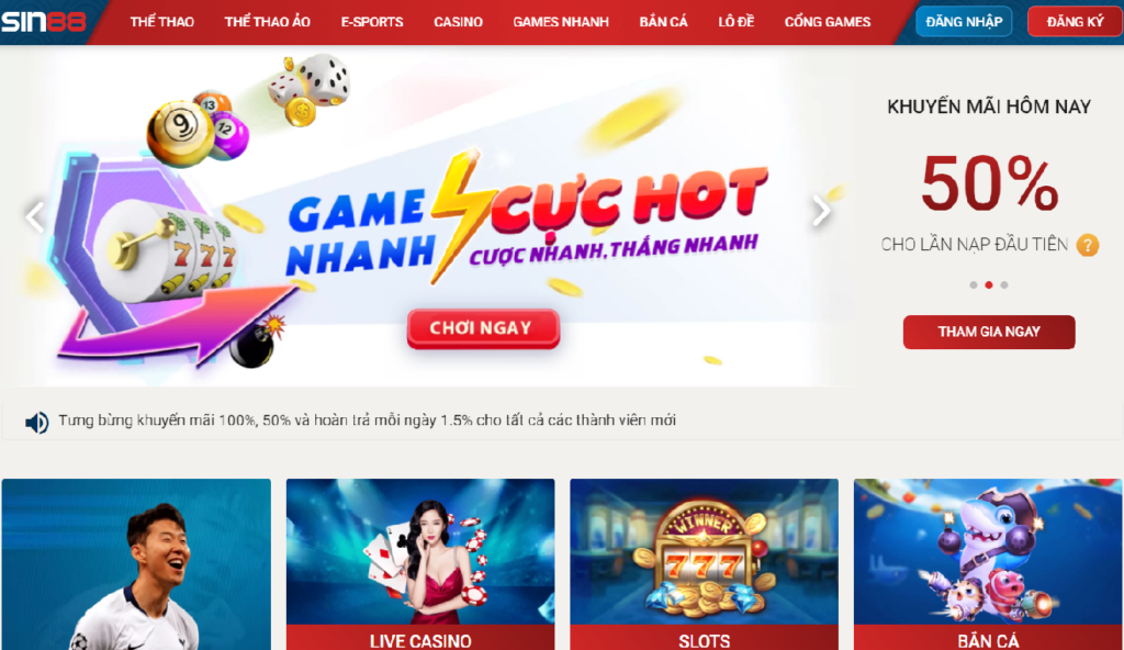 nhà cái Sin88 khuyến mãi
