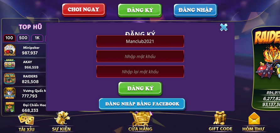 cách đăng ký tài khoản Man Club