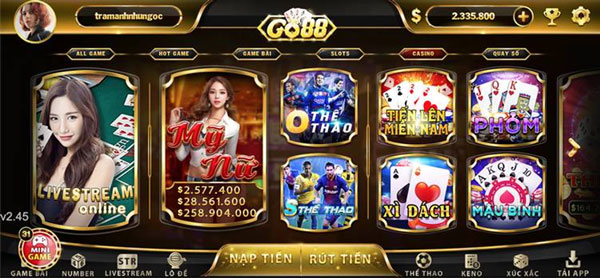 Giao diện siêu đẹp mắt, hấp dẫn của nhà cái Go88