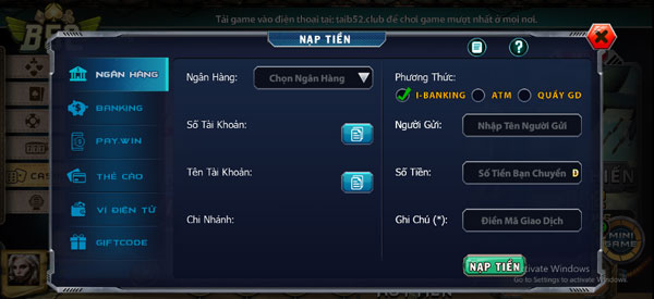 Tùy vào nhu cầu nạp và rút tiền, bạn có thể chọn phương thức thích hợp