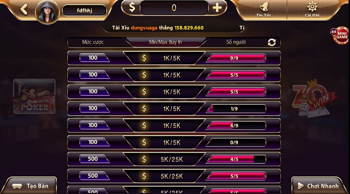 Chú ý thời gian mỗi ván chơi